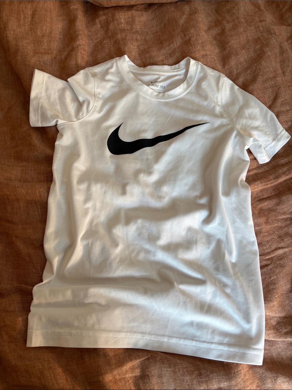 Kids The Nike Tee White Dri-Fit T-Shirt with Black Swoosh